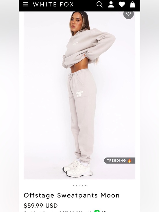 White Fox Offstage Sweatpants Moon Size XS - Picture 8 of 8